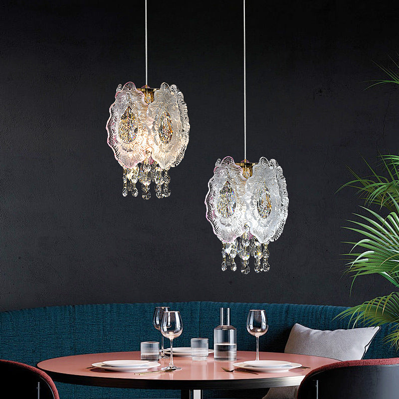 Modern Luxury Iron Crystal Liuli Material Butterfly-shaped 1-Light Pendant Light For Bedroom &amp; Living Room