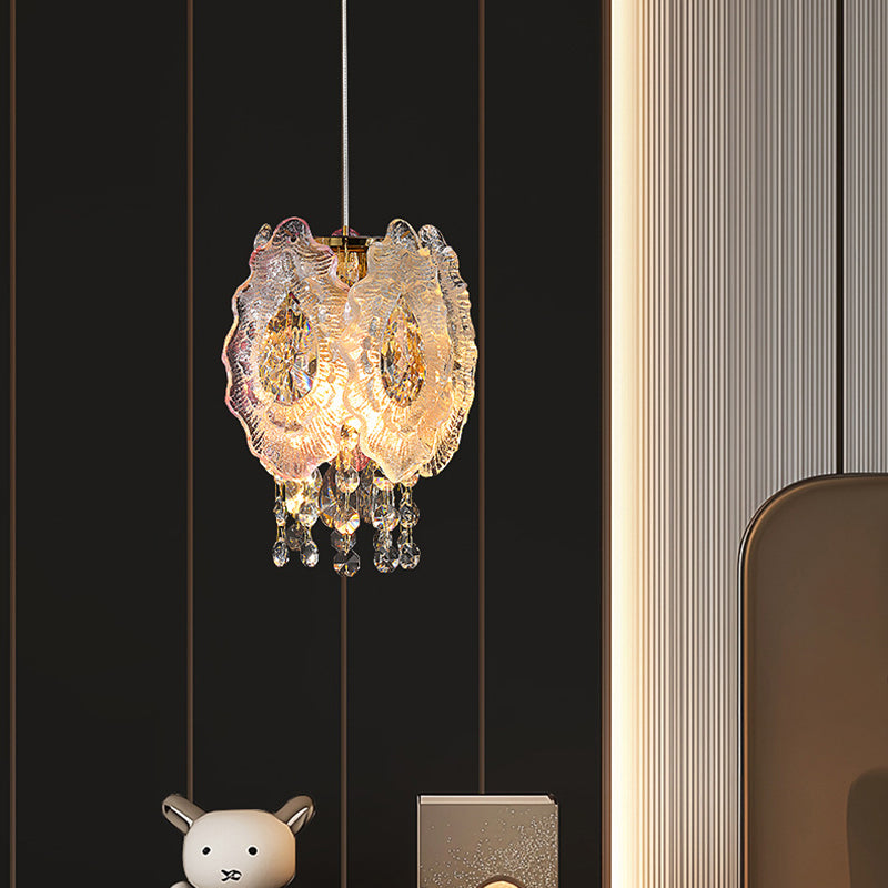 Modern Luxury Iron Crystal Liuli Material Butterfly-shaped 1-Light Pendant Light For Bedroom &amp; Living Room