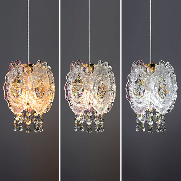 Modern Luxury Iron Crystal Liuli Material Butterfly-shaped 1-Light Pendant Light For Bedroom &amp; Living Room