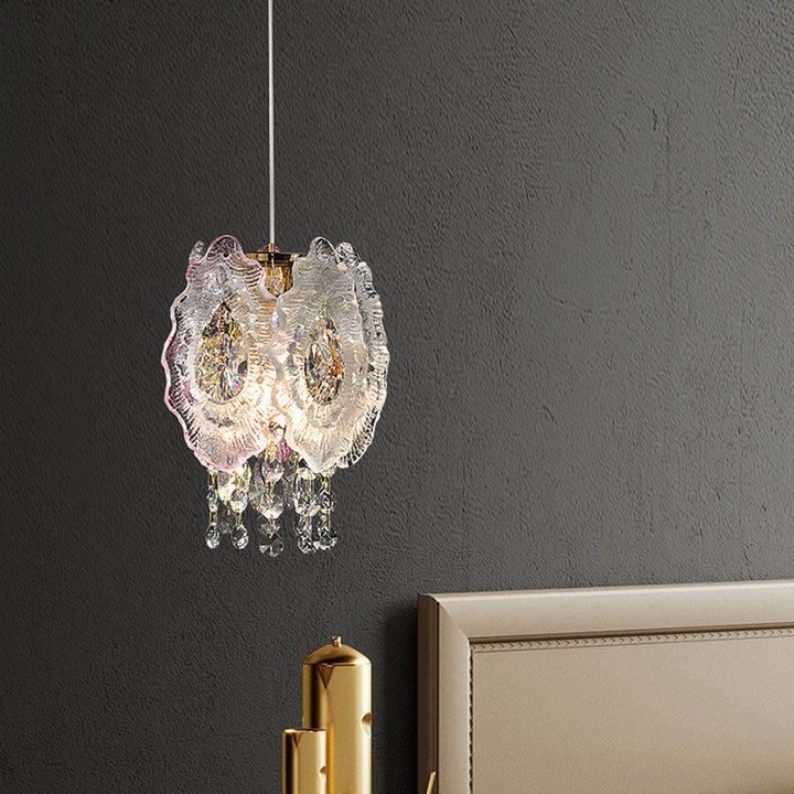 Modern Luxury Iron Crystal Liuli Material Butterfly-shaped 1-Light Pendant Light For Bedroom &amp; Living Room