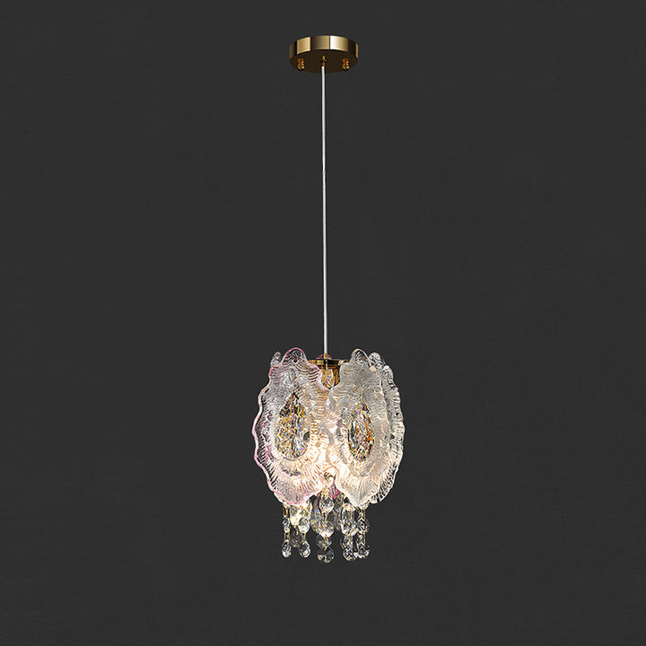Modern Luxury Iron Crystal Liuli Material Butterfly-shaped 1-Light Pendant Light For Bedroom &amp; Living Room