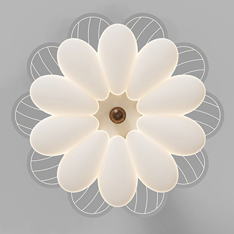 北欧モダン アイアン×アクリル フラワー型 LED セミフラッシュマウントシーリングライト リビングルーム・寝室用 
