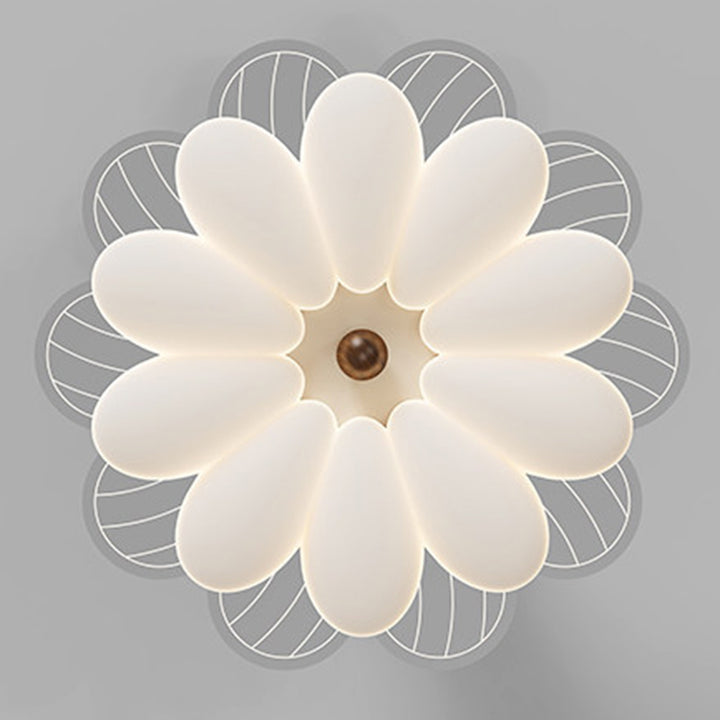 北欧モダン アイアン×アクリル フラワー型 LED セミフラッシュマウントシーリングライト リビングルーム・寝室用 