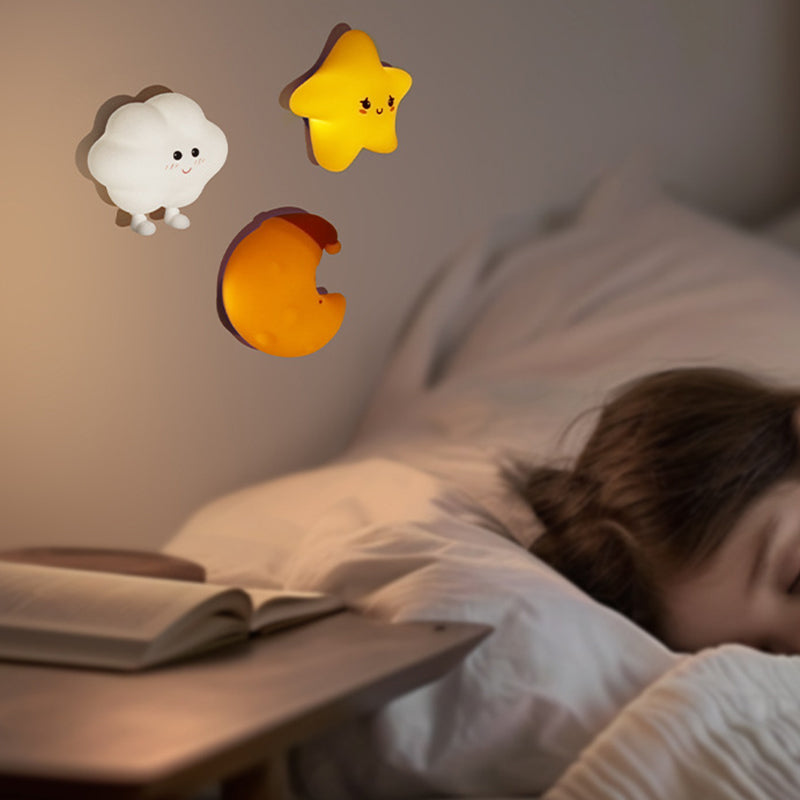 Contemporary Creative Silicone ABS Star Moon Cloud Kids USB Charging LED Table Lamp Night Light With Magnetic Design For Bedroom