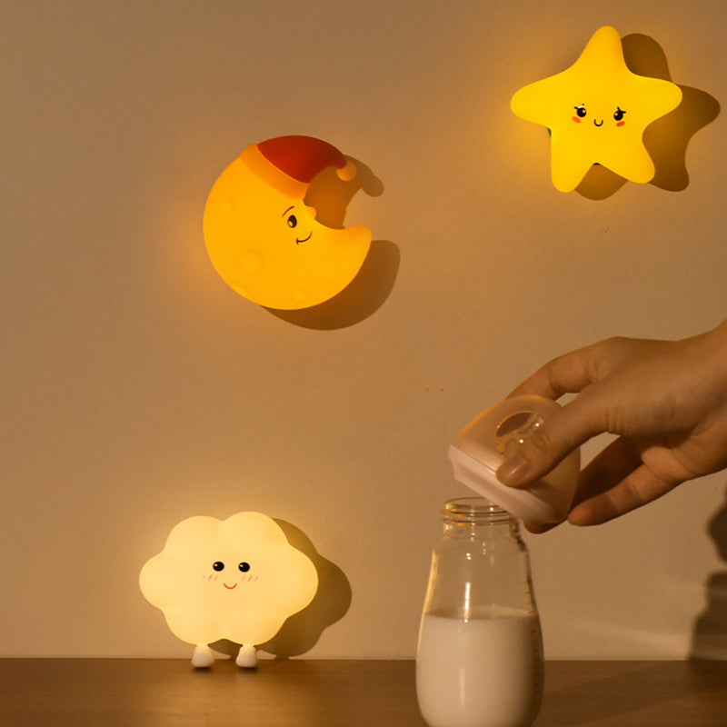Contemporary Creative Silicone ABS Star Moon Cloud Kids USB Charging LED Table Lamp Night Light With Magnetic Design For Bedroom