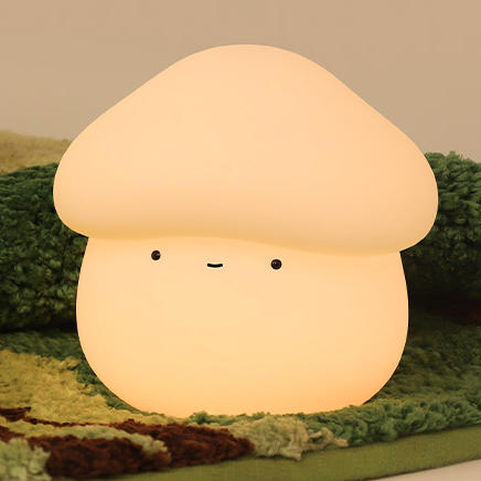 Lámpara de mesa LED recargable por USB para niños con forma de hongo, de ABS y silicona, luz nocturna con función de temporizador para dormitorio 