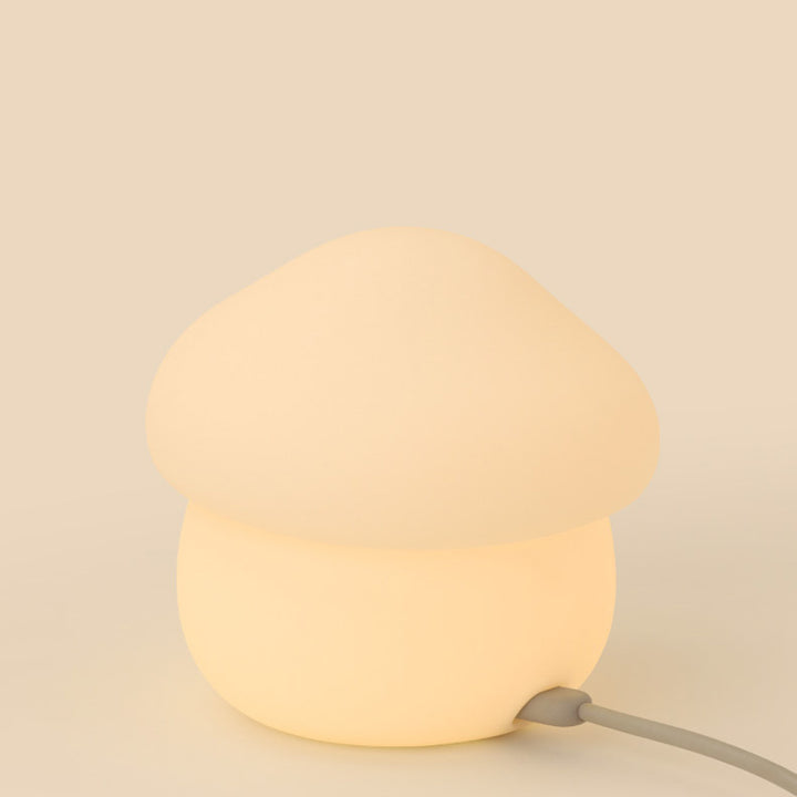 Lámpara de mesa LED recargable por USB para niños con forma de hongo, de ABS y silicona, luz nocturna con función de temporizador para dormitorio 