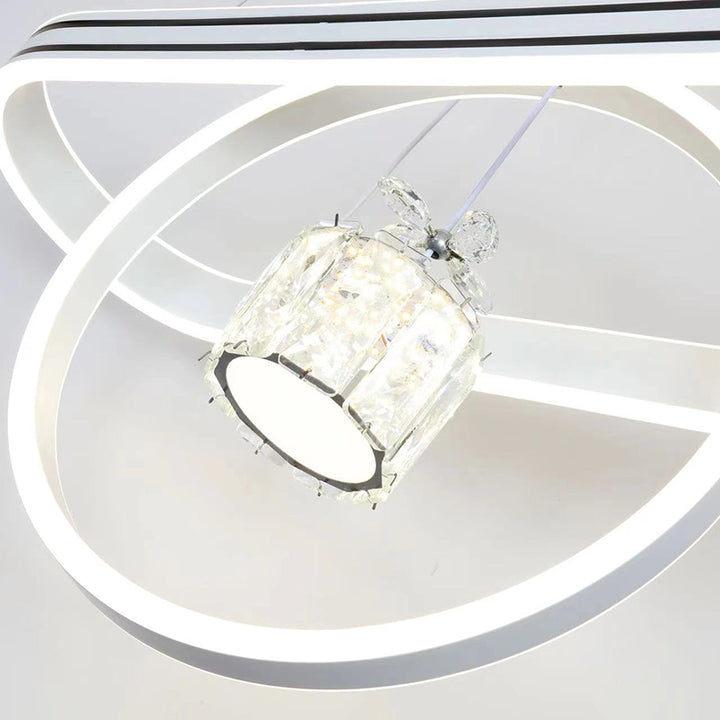 مصباح جزيرة LED دائري بشكل قلب بيضاوي من الألومنيوم الإبداعي المعاصر مع ثريا لغرفة الطعام 