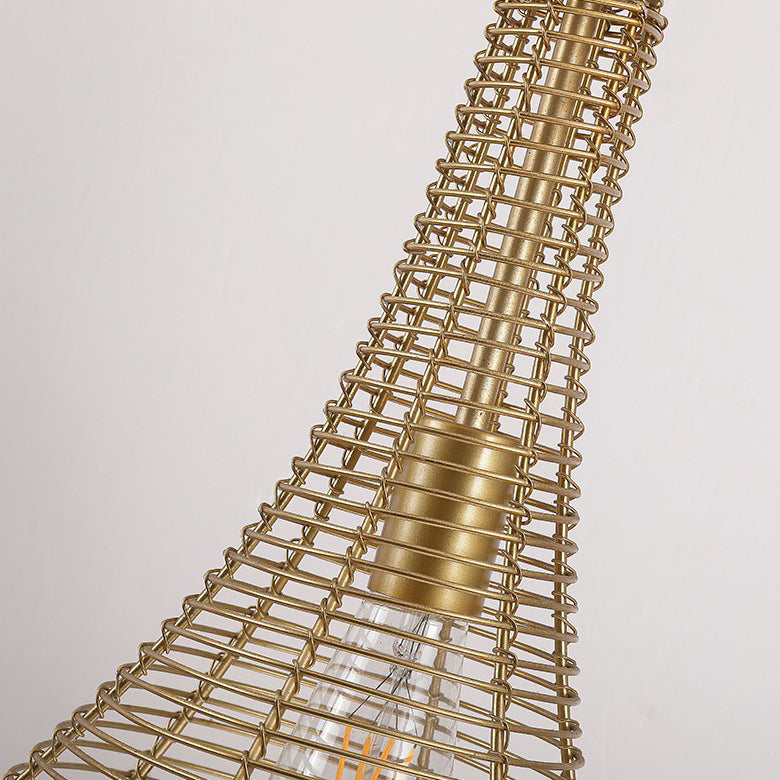 Moderne minimalistische Metall-Rattan-Tropfenform 1-Licht-Pendelleuchte für das Esszimmer 