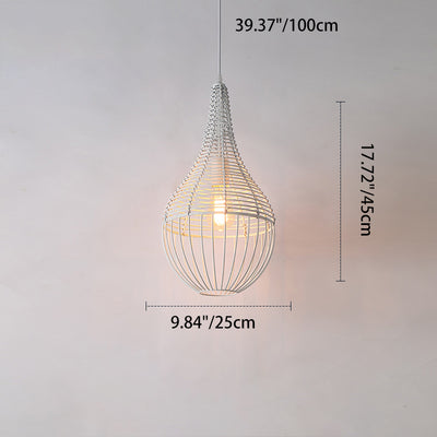 Moderne minimalistische Metall-Rattan-Tropfenform 1-Licht-Pendelleuchte für das Esszimmer 
