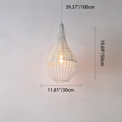 Moderne minimalistische Metall-Rattan-Tropfenform 1-Licht-Pendelleuchte für das Esszimmer 