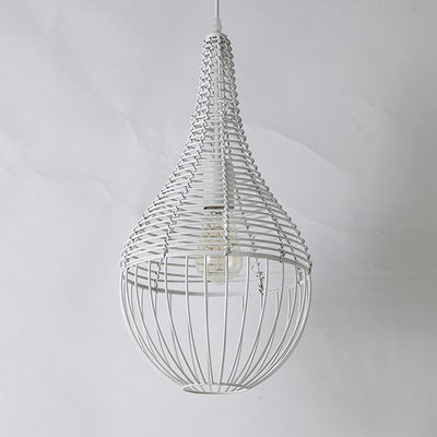 Moderne minimalistische Metall-Rattan-Tropfenform 1-Licht-Pendelleuchte für das Esszimmer 