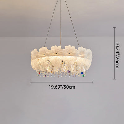 Contemporary Luxury Iron Crystal Glass Flower LED Chandelier For Living Room