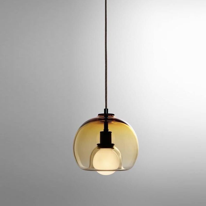 Modern Luxury Glass Metal Bowl 1/3-Light Pendant Light For Bedroom