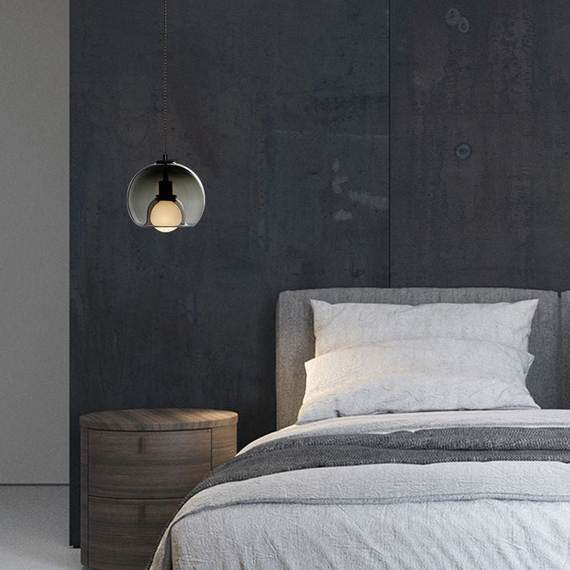 Modern Luxury Glass Metal Bowl 1/3-Light Pendant Light For Bedroom
