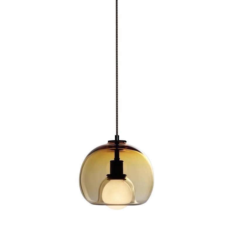 Modern Luxury Glass Metal Bowl 1/3-Light Pendant Light For Bedroom