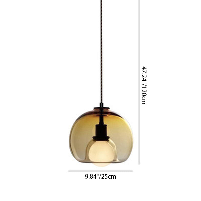 Modern Luxury Glass Metal Bowl 1/3-Light Pendant Light For Bedroom