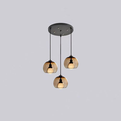 Modern Luxury Glass Metal Bowl 1/3-Light Pendant Light For Bedroom