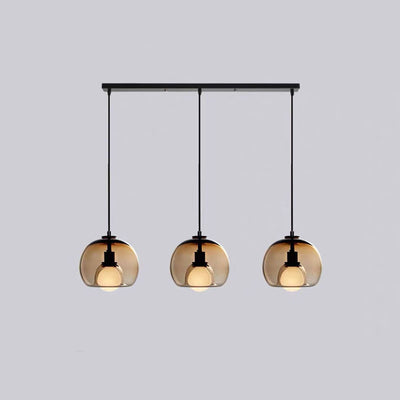 Modern Luxury Glass Metal Bowl 1/3-Light Pendant Light For Bedroom