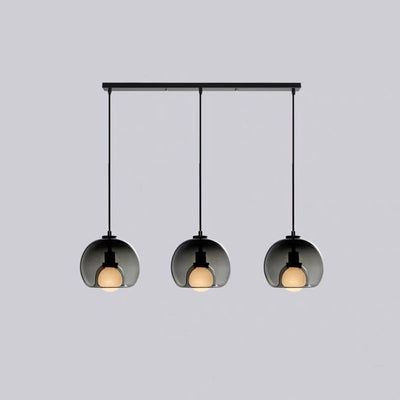 Modern Luxury Glass Metal Bowl 1/3-Light Pendant Light For Bedroom