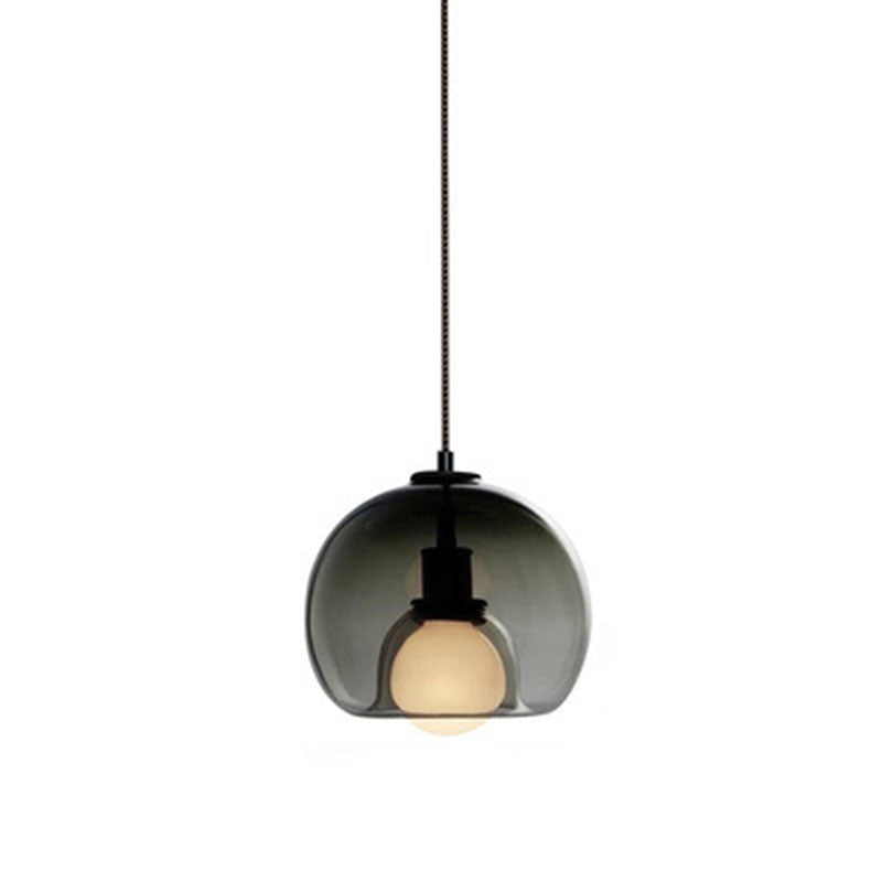 Modern Luxury Glass Metal Bowl 1/3-Light Pendant Light For Bedroom
