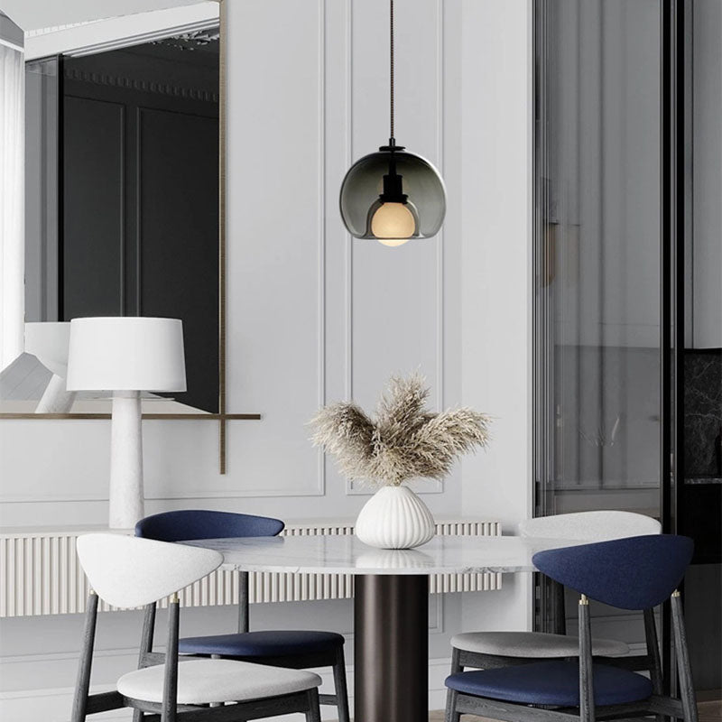 Modern Luxury Glass Metal Bowl 1/3-Light Pendant Light For Bedroom