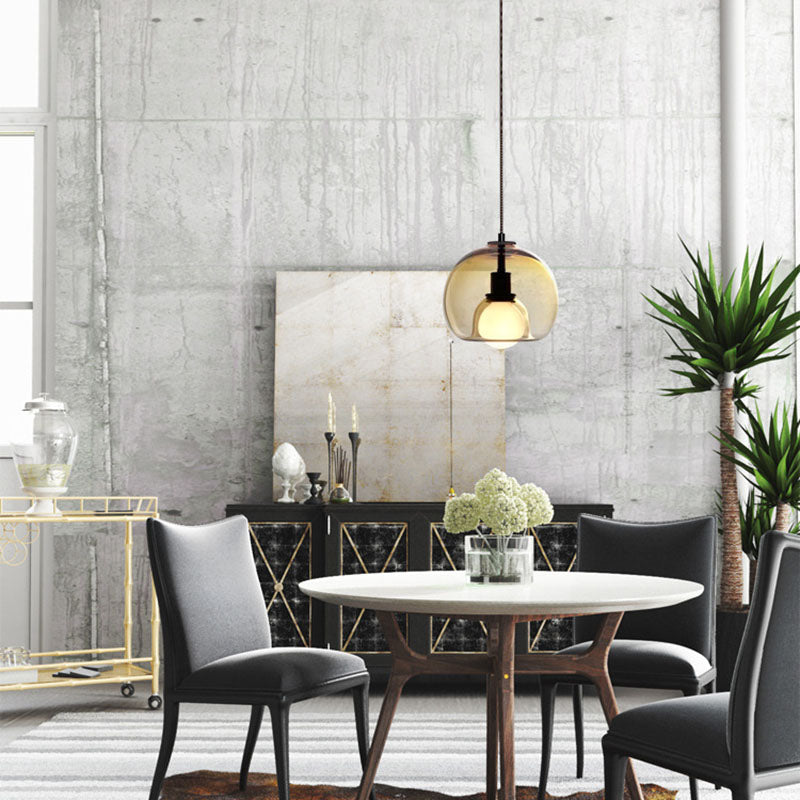Modern Luxury Glass Metal Bowl 1/3-Light Pendant Light For Bedroom