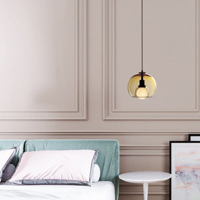 Modern Luxury Glass Metal Bowl 1/3-Light Pendant Light For Bedroom