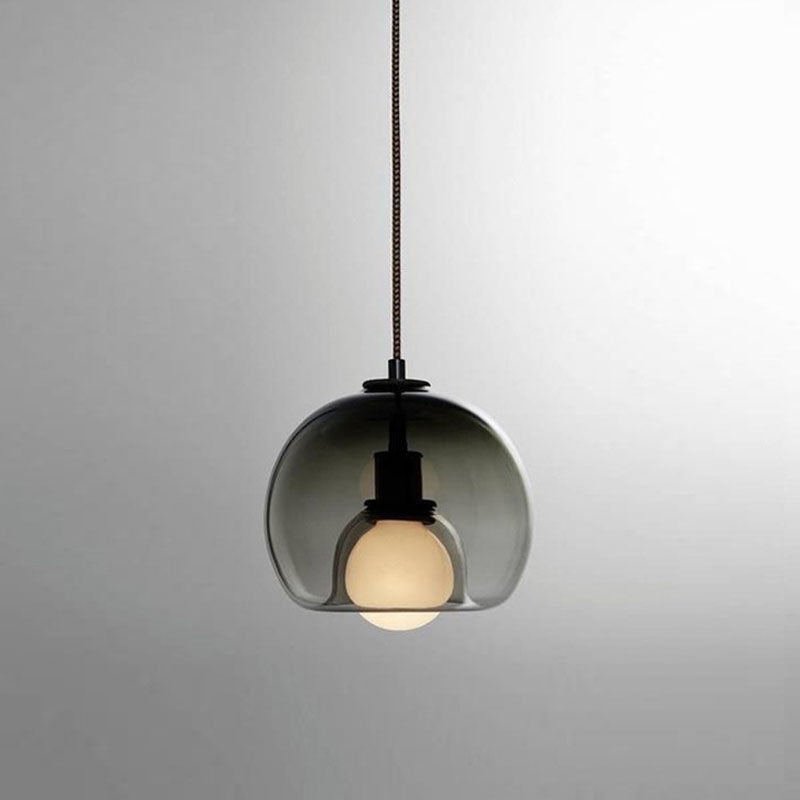 Modern Luxury Glass Metal Bowl 1/3-Light Pendant Light For Bedroom