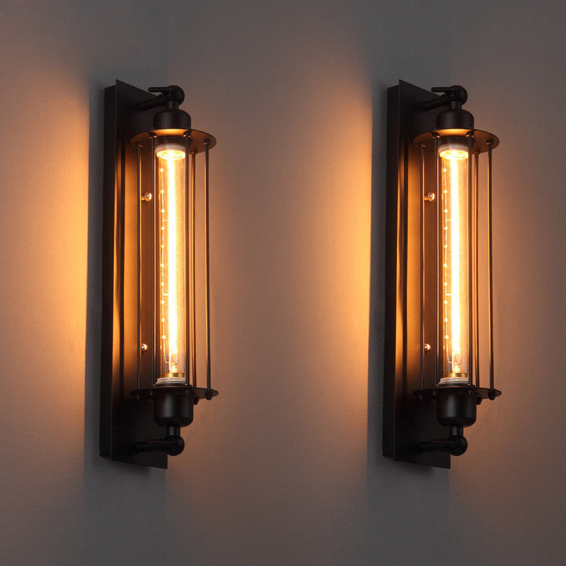 Contemporary Industrial Iron Columnar 1-Light Wall Sconce Lamp for Bedroom