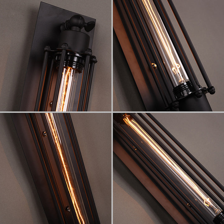 Contemporary Industrial Iron Columnar 1-Light Wall Sconce Lamp for Bedroom