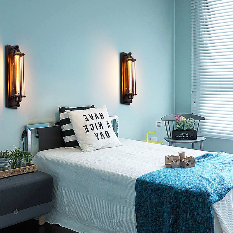 Contemporary Industrial Iron Columnar 1-Light Wall Sconce Lamp for Bedroom
