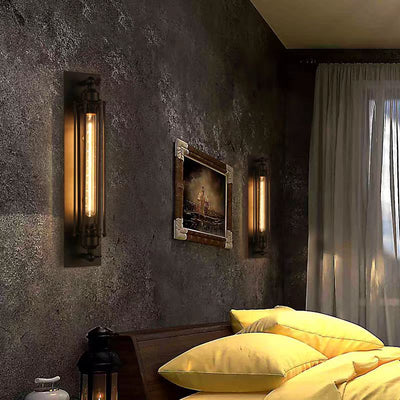 Applique murale contemporaine industrielle à une lumière avec colonne en fer pour chambre à coucher 