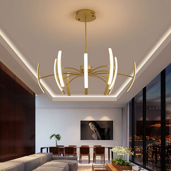 Lustre LED Araignée en Fer Acrylique de Luxe Contemporain pour Salon 