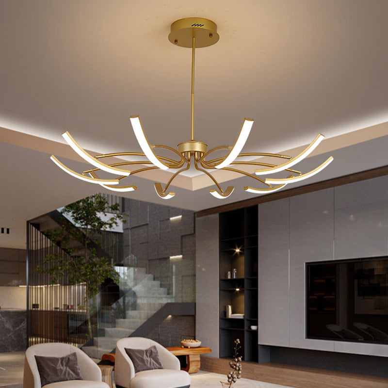 Lustre LED Araignée en Fer Acrylique de Luxe Contemporain pour Salon 