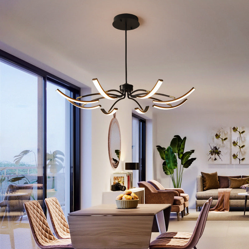 Lustre LED Araignée en Fer Acrylique de Luxe Contemporain pour Salon 