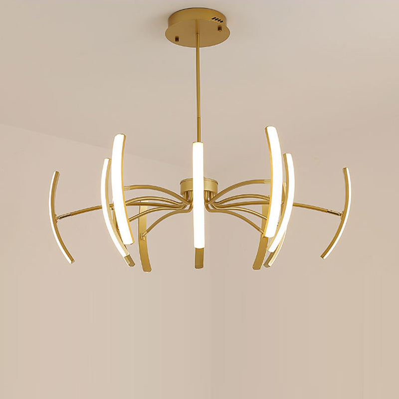 Lustre LED Araignée en Fer Acrylique de Luxe Contemporain pour Salon 