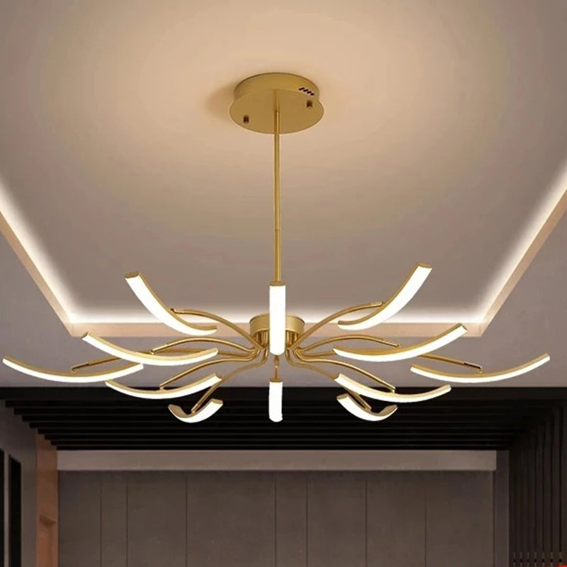 Lustre LED Araignée en Fer Acrylique de Luxe Contemporain pour Salon 