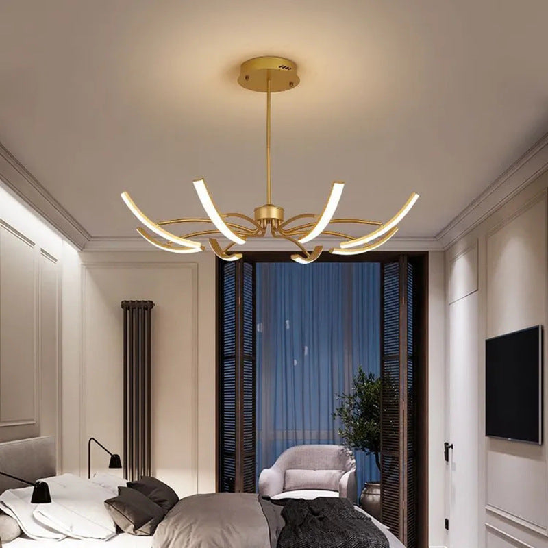 Contemporary Luxury Iron Acrylic Spider LED Chandelier for Living Room