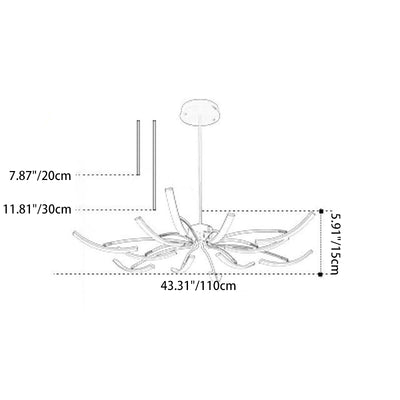 Contemporary Luxury Iron Acrylic Spider LED Chandelier for Living Room