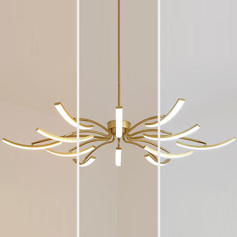 Contemporary Luxury Iron Acrylic Spider LED Chandelier for Living Room