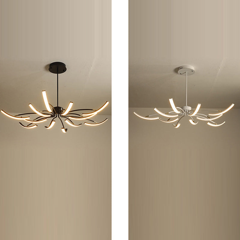 Lustre LED Araignée en Fer Acrylique de Luxe Contemporain pour Salon 
