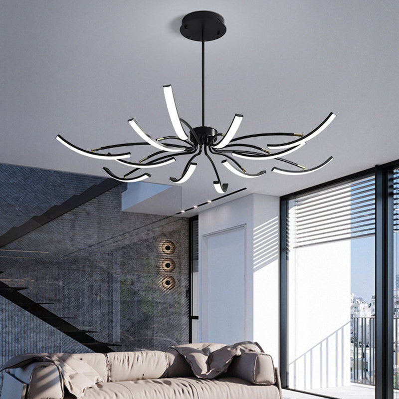 Lustre LED Araignée en Fer Acrylique de Luxe Contemporain pour Salon 