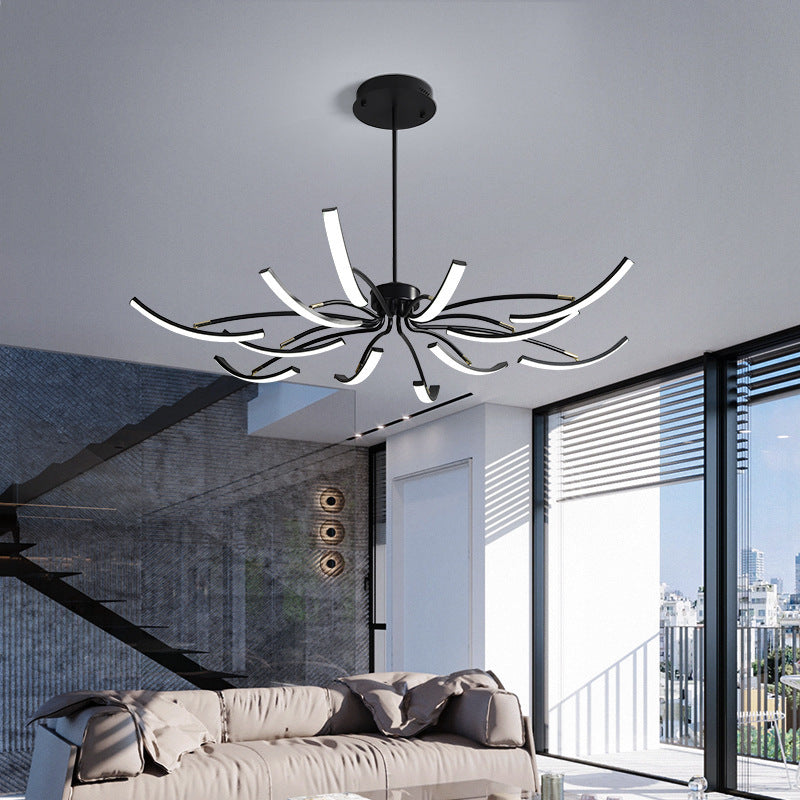 Lustre LED Araignée en Fer Acrylique de Luxe Contemporain pour Salon 