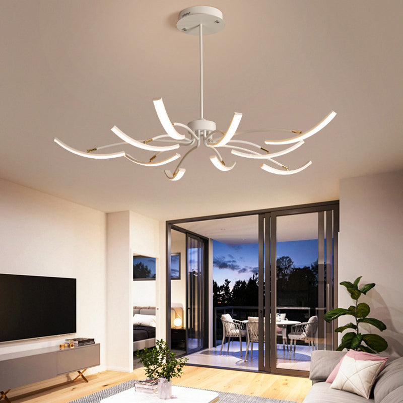 Lustre LED Araignée en Fer Acrylique de Luxe Contemporain pour Salon 