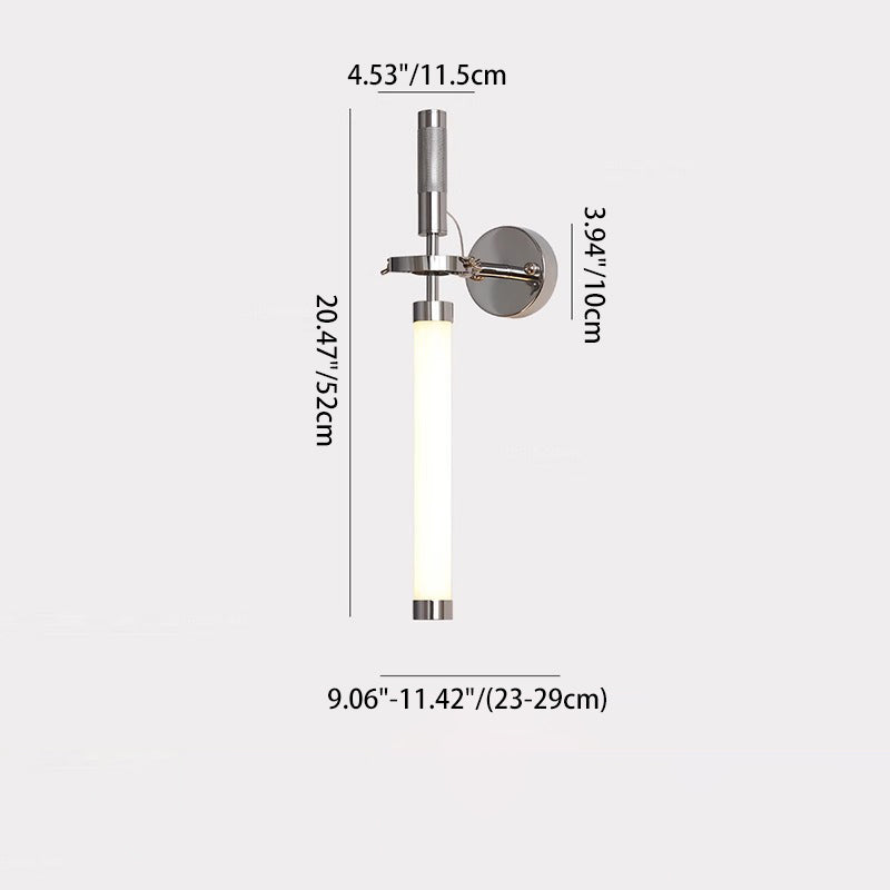 Applique murale LED en colonne métallique acrylique industrielle contemporaine pour chambre 