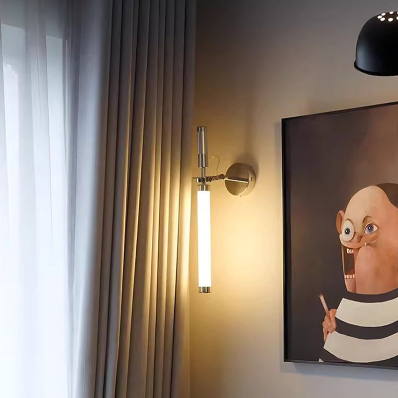 Zeitgenössische industrielle Acryl-Metall-Säulen-LED-Wandleuchte für das Schlafzimmer 