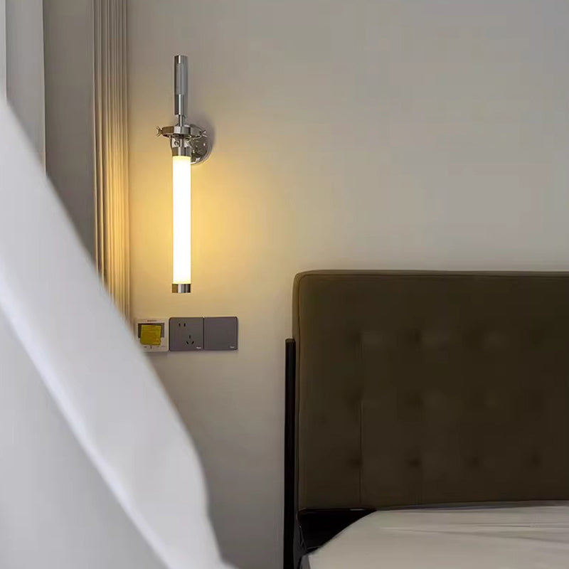 Applique murale LED en colonne métallique acrylique industrielle contemporaine pour chambre 