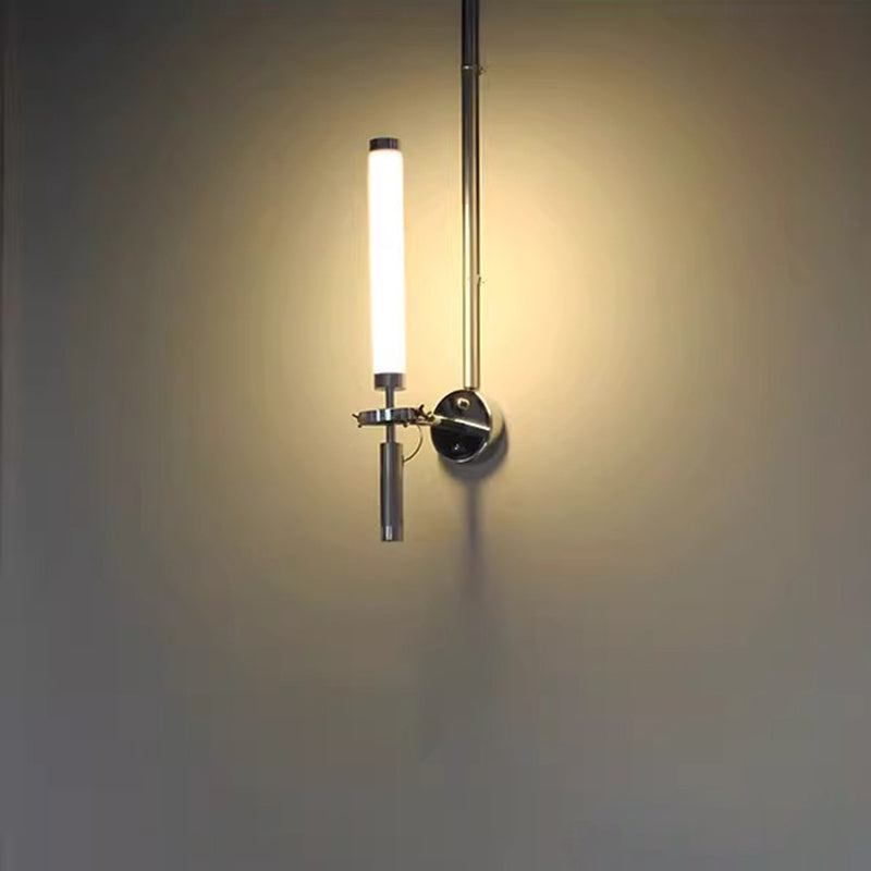Zeitgenössische industrielle Acryl-Metall-Säulen-LED-Wandleuchte für das Schlafzimmer 