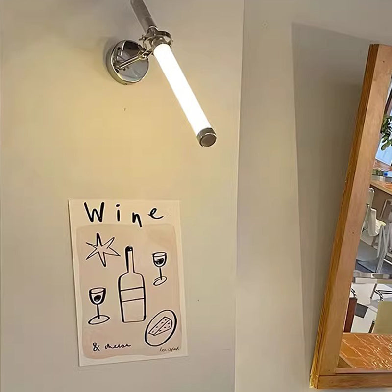 Zeitgenössische industrielle Acryl-Metall-Säulen-LED-Wandleuchte für das Schlafzimmer 